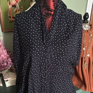 Navy Polka Dot Women's Top by Loft open in front cover up
